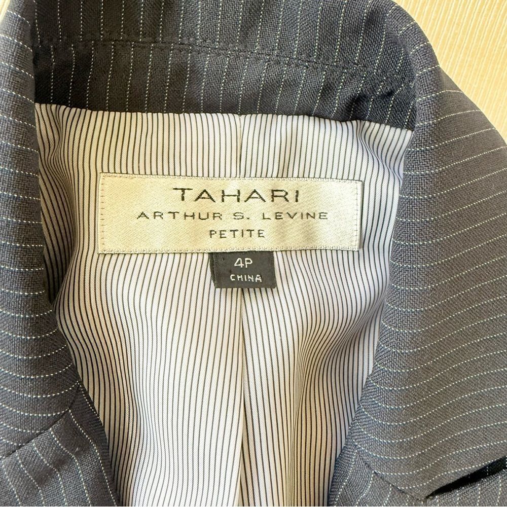 Tahari Womens Petite Jacket Pants Set Striped Office Casual Short Sleeve 4P - Picture 3 of 6